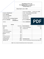 Healthface PVT LTD: Salary Slip For June - 2020