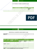 Template of Weekly Home Learning Plan: Day & Time Learning Area Learning Competency Learning Tasks Mode of Delivery