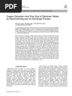 Copper Extraction From Flue Dust of Electronic Waste by Electrowinning and Ion Exchange Process