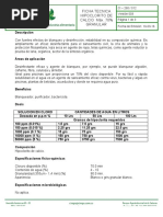 Ficha Técnica Hipoclorito de Calcio Granulado