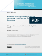 ARTICULO - Moya, Micaela - Palabra Sobre Palabra Ironía y Tomas de Posición en Ángel González