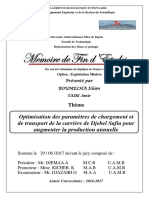 Optimisation Des Paramètres de Chargement Et de Transport de La Carrière de Djebel Safia Pour