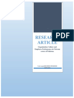 Research Article: Organization Culture and Employee Performance in Telecom Sector of Pakistan