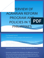 Overview of Agrarian Reform Program and Policies in The Philippines