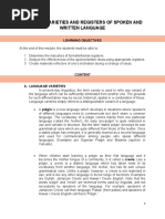 Module 4 Varieties and Registers of Spoken and Written Language