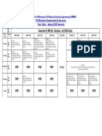 NUST School of Mechanical & Manufacturing Engineering (SMME) BE Mechanical Engineering Programme Time Table - Spring 2018 Semester