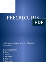 PRECALCULUS Conic Sections Circles