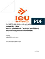 Actividad de Aprendizaje 3. Evaluación Del Sistema de Compensaciones y Remuneración de La Empresa