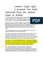 Hindu Women's Legal Right To Inherit Property Has Been Restricted From The Earliest Times in Indian