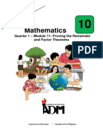 Mathematics: Quarter 1 - Module 11: Proving The Remainder and Factor Theorems