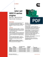 Diesel Generator Set QSX15 Series Engine: 364 kVA - 500 kVA 50 HZ Data Center Continuous