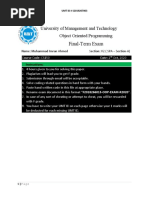 Final-Term Exam: University of Management and Technology Object Oriented Programming