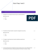 Cost Accounting Quiz Chap 1 and 2