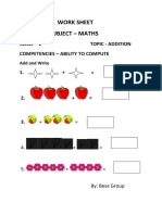 WORK SHEET Class 1 Maths