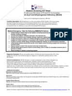 Newborn Screening Act Sheet Medium-Chain Acyl-Coa Dehydrogenase Deficiency (Mcad)