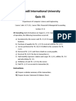 Daffodil International University Quiz: 01: Ali Consulting Starts Its Business On August 1, 2019. During The First Month