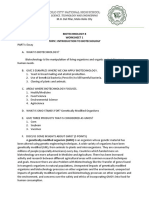 Biotechnology 8 Worksheet 1 Topic: Introduction To Biotechology