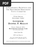 A Fundraising Reception Honoring Governor Dannel Malloy