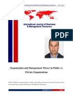 Organization and Management Theory in Public vs. Private Organizations