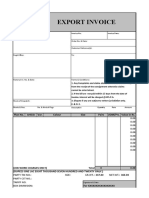 Export Invoice: Factory: Invoice No: Invoice Date