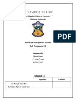 St. Xavier'S College: Database Management System Lab Assignment #2