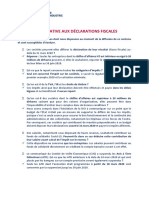 Note Relative Aux Déclarations Fiscales