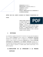 Modelo de Absolucion de Oposicion Cautelar Donde Se Cuestiona El No Agotamiento de La Via Administrativa