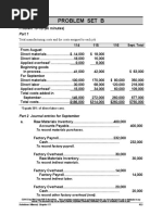 Problem Set B: Total Manufacturing Costs and The Costs Assigned To Each Job