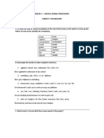 Inglés 3 - Digital Signal Processing Subject: Vocabulary Activities