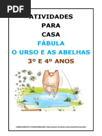 Atividades para Casa Fábula o Urso e As Abelhas 3º e 4º Anos