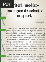 Criterii Medico-Biologice de Selecție În Sport PDF