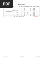 Deduction For Door: Measurement Sheet