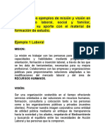 Mencione Dos Ejemplos de Misión y Visión en Un Contexto Laboral