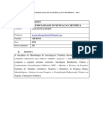 Plano de Metodologia de Investigação Científica 2019 PDF