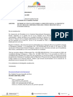 Informe No Vinculante Sobre La Objeción Parcial Al Proyecto de Ley Orgáncia Reforamtoria Del Código Orgánico de La Función Judicial