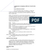 Formats of Sworn Statements in Compliance With Sec 12 Art III of The 1998 Constitution