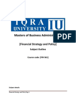 Masters of Business Administration: (Financial Strategy and Policy)