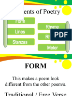 Elements of Poetry: Form Lines Stanzas Rhyme Rhythm Meter