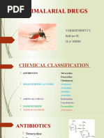 Antimalarial Drugs: Varshinidevi V Roll No 92 Ii Yr Mbbs