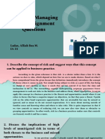 Chapter 3 Managing Risk: Assignment Questions: Ladao, Alliah Bea M. IA-31