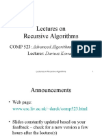 Lectures On Recursive Algorithms: COMP 523: Advanced Algorithmic Techniques Lecturer: Dariusz Kowalski