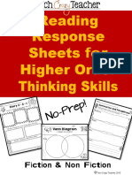 Reading Response Sheets For Higher Order Thinking Skills: Fiction & Non Fiction