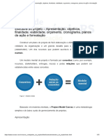 Estrutura Do Projeto - Apresentação, Objetivos, Finalidade, Viabilidade, Orçamento, Cronograma, Planos de Ação e Formatação