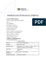 Informe de Evaluación Psicológica Confidencial