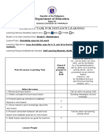 Learning Task For Distance Learning: Department of Education