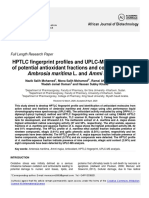 HPTLC Fingerprint Profiles and UPLCMS Identification of Potential Anti-Oxidant Fractions and Compounds From Ambrosia Martima and Ammi Majus L.