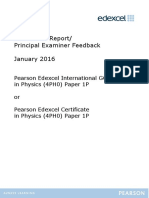 Examiners' Report/ Principal Examiner Feedback January 201 6