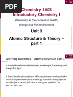 Chemistry 1A03 Introductory Chemistry I: Unit 3 Atomic Structure & Theory