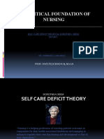 Theoritical Foundation of Nursing: Self-Care Deficit Theory By: Dorothea Orem Report