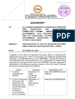 Advisory Re Participation To The 4TH Quarter National Simultaneous Earthquake Drill Nsed